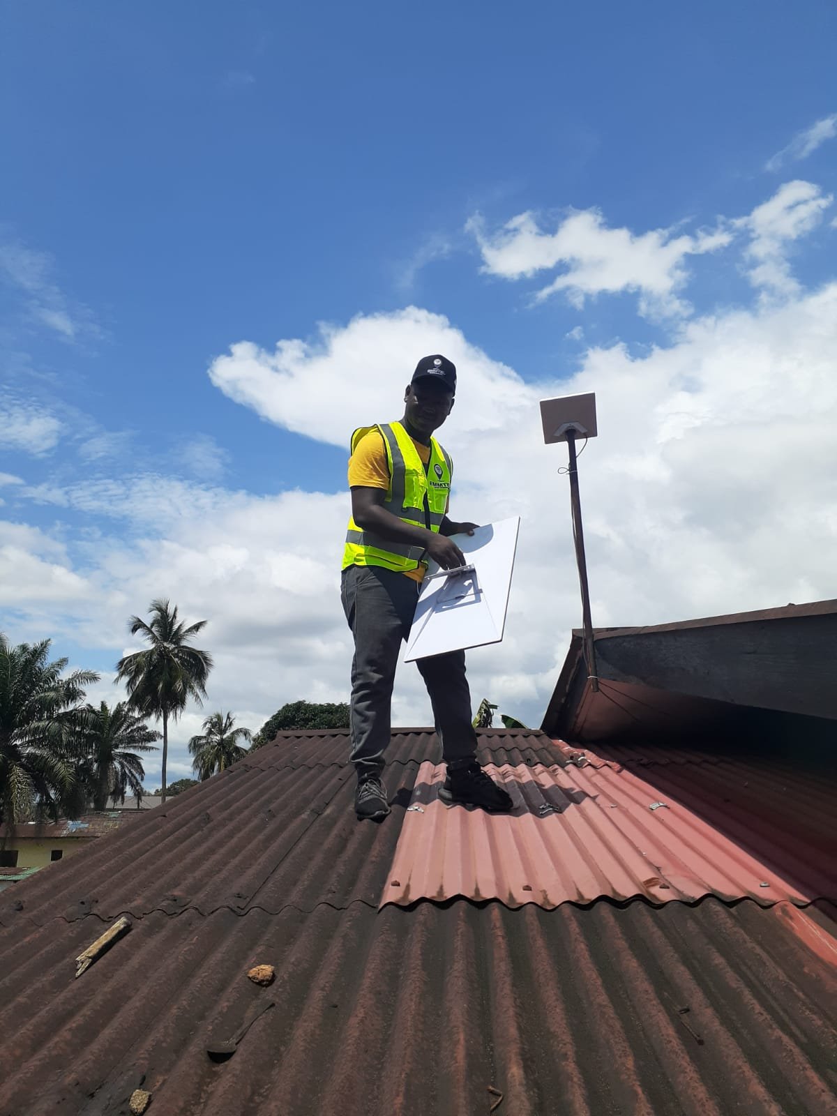 A man setting up Solar panels